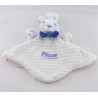 Doudou plat Lapin bleu rayé PICOT