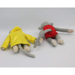 Mini doudou singe gris Popi lot de 2 - 12 cm
