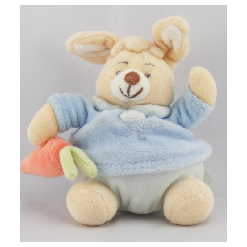 Doudou  lapin bleu avec carotte JOLLYBABY