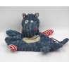 Doudou plat hippopotame bleu rouge Hippipos DEGLINGOS