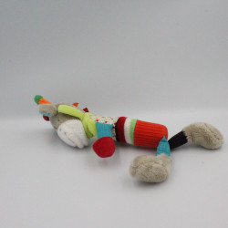Doudou baton pouet girafe grise rouge bleu pois NICOTOY