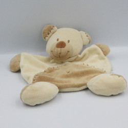 Doudou plat écru beige ours croix NICOTOY