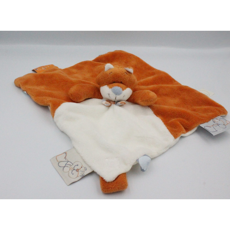 Doudou plat renard orange blanc William et Henry NOUKIE'S