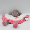Doudou plat Hippopotame marron blanc rose Zoé BABY NAT
