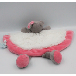 Doudou plat Hippopotame marron blanc rose Zoé BABY NAT