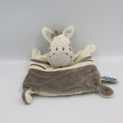 Doudou plat zèbre gris blanc MOTS D'ENFANTS