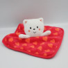 Doudou plat chat ours rouge orange coeurs ORCHESTRA PREMAMAN