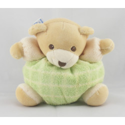 Doudou ours boule éponge ecru vert Nounours 