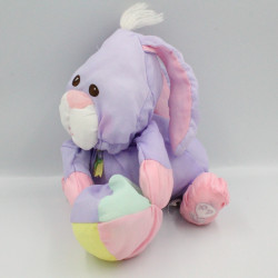 Peluche Puffalump lapin violet mauve rose jaune balle FISHER PRICE 1988