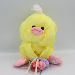 Peluche Puffalump poussin canard jaune fleurs FISHER PRICE 1988