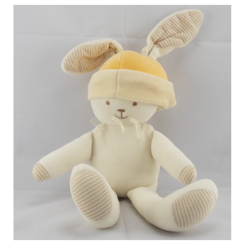 Doudou lapin chien beige bonnet orange COROLLE