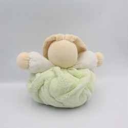 Doudou lapin plume blanc vert KALOO