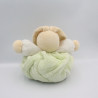 Doudou lapin plume blanc vert KALOO
