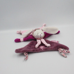 Doudou et compagnie lapin blanc rose prune cerise attache tétine