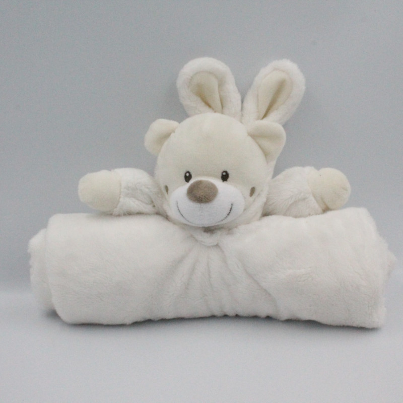 Doudou couverture ours déguisé en lapin blanc écru SIMBA TOYS
