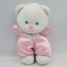 Ancien doudou peluche ours blanc rose satin FISHER PRICE 1992