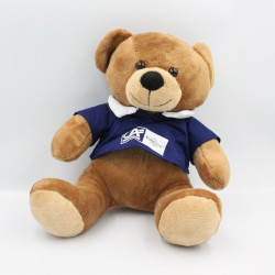 Doudou peluche ours marron polo bleu Euro 2016 CA CREDIT AGRICOLE