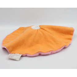 Doudou plat rond vache rose orange DOUKIDOU