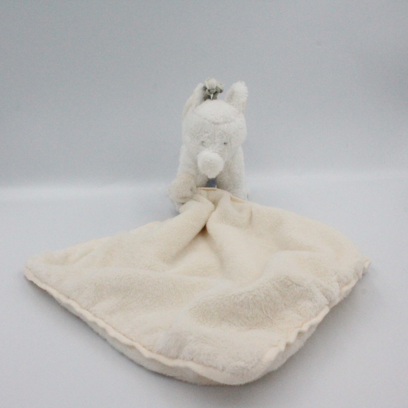 Doudou éléphant écru blanc mouchoir TARTINE ET CHOCOLAT
