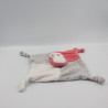 Doudou plat oiseau pingouin rose blanc gris SIPLEC