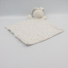 Doudou plat lapin blanc rose à pois fleur OBAIBI