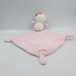 Doudou oiseau blanc rose coeurs mouchoir PAT ET RIPATON