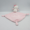 Doudou oiseau blanc rose coeurs mouchoir PAT ET RIPATON