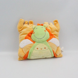 Doudou coussin dragon vert jaune orange NICOTOY
