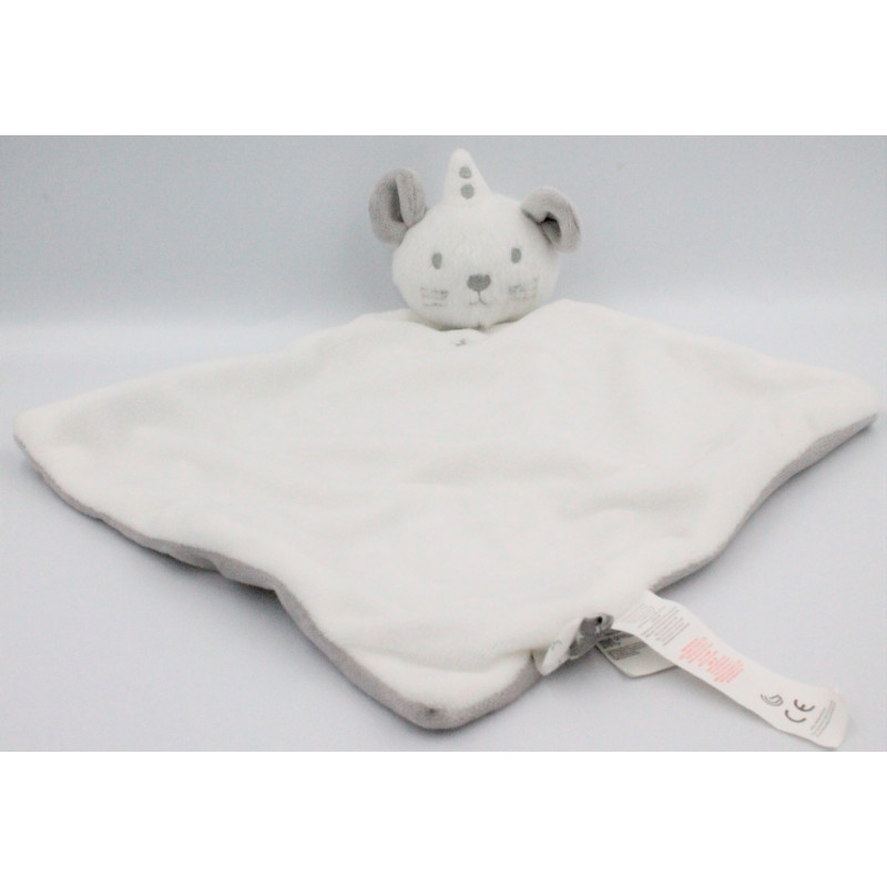 Doudou plat souris blanche grise premier Major SERGENT MAJOR