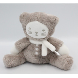 Doudou chat beige blanc OBAIBI