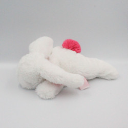 Doudou et compagnie lapin blanc rose tout doux Pompon Fraise 25 cm