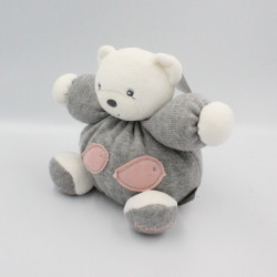 Doudou Ours gris rose oiseaux corail KALOO