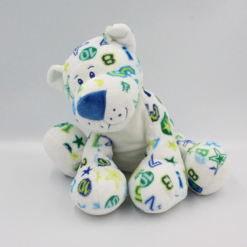 Peluche chat tigre blanc vert bleu chiffres étoiles ANNA CLUB PLUSH