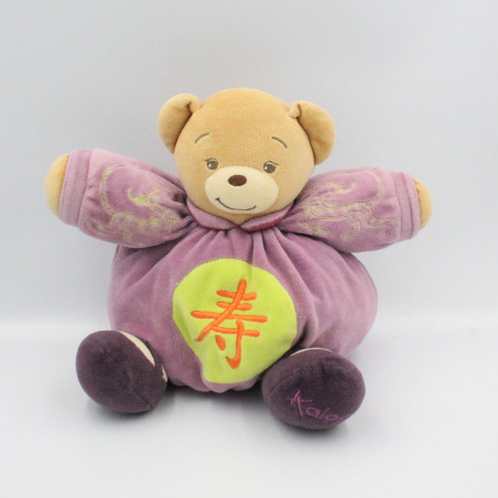 Doudou ours violet vert motif chinois KALOO