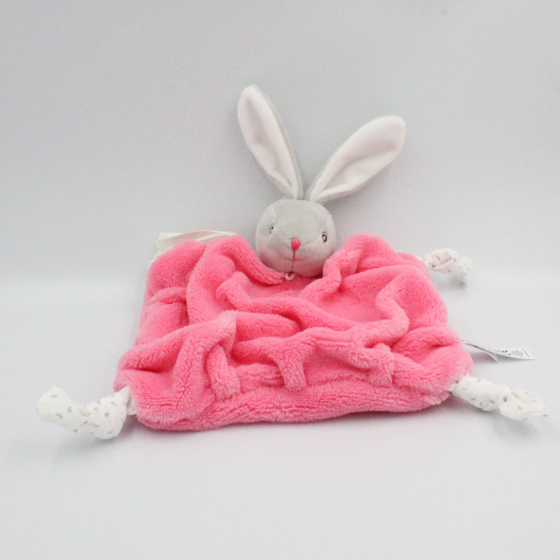 Doudou plat lapin plume rose framboise Lapinou KALOO