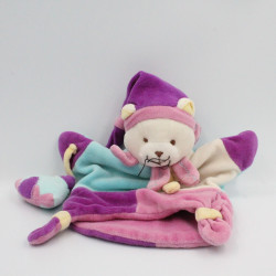 Doudou et compagnie marionnette chat rose bleu avec tipi