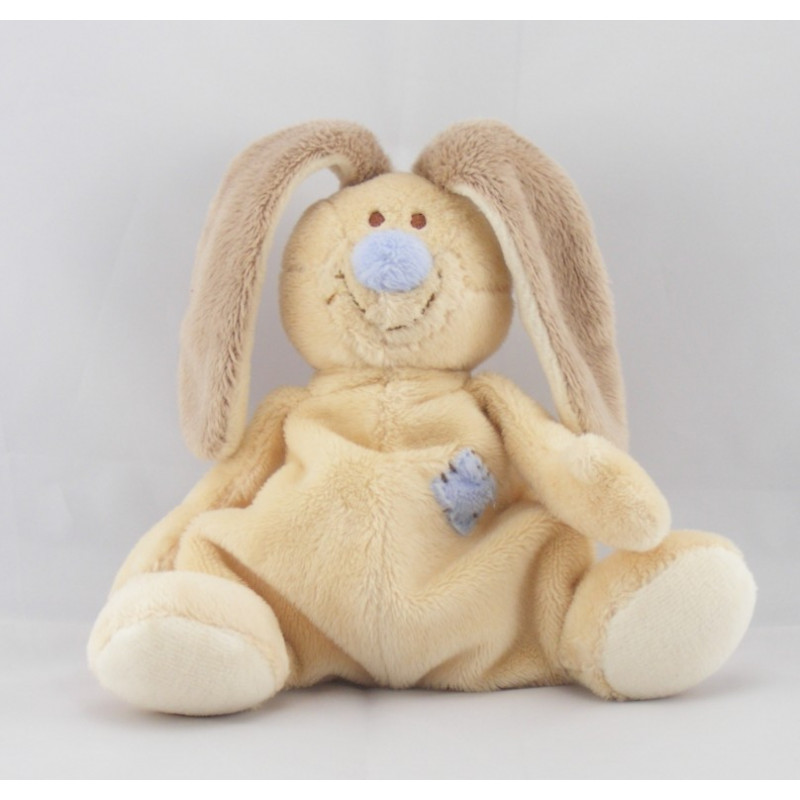 Doudou lapin beige queue et nez bleu Bloupi JOLLYBABY