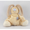 Doudou lapin beige queue et nez bleu Bloupi JOLLYBABY