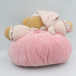 Doudou ours patapouf lilirose rose avec fleurs Kaloo
