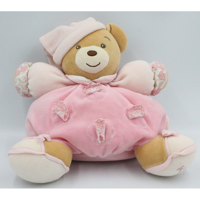 Doudou ours patapouf lilirose rose avec fleurs Kaloo