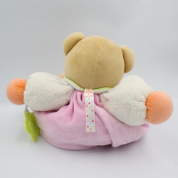 Doudou ours patapouf rose blanc vert fleurs escargot Kaloo