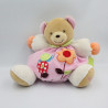 Doudou ours patapouf rose blanc vert fleurs escargot Kaloo
