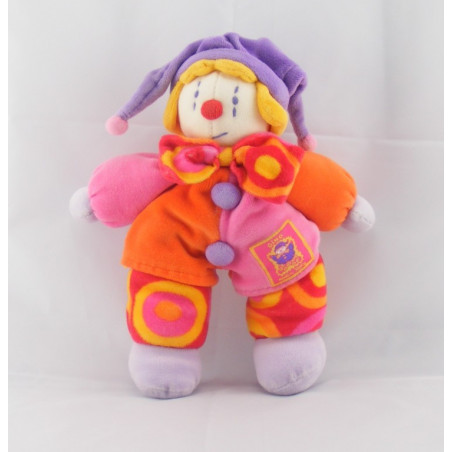 Doudou plat Gino le clown rose MOULIN ROTY