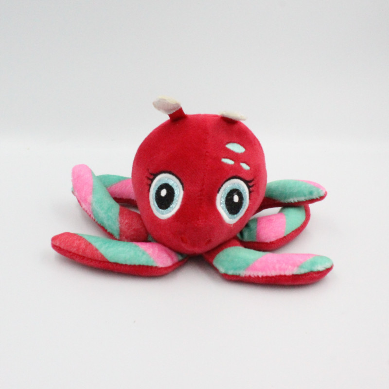 Doudou peluche pieuvre rouge rose vert HIGH5