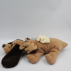 Peluche chien beige marron Pitou avec bébés VULLI Vintage