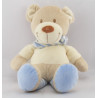 Doudou ours beige blanc rayé bleu POMMETTE