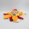 Doudou et compagnie collector ours plat fleur rose orange