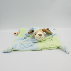 Doudou plat chien vert bleu pommes NICOTOY
