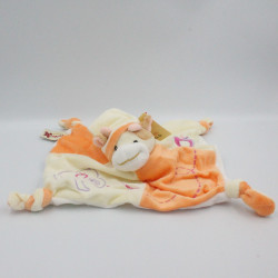 Doudou plat vache orange blanc pommes NICOTOY