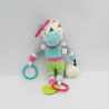 Doudou eveil hochet zèbre blanc bleu rose vert rayé BEBE CONFORT